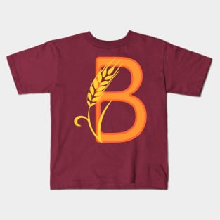 Stylized typography with capital letter B isolated monogram and plant decoration Kids T-Shirt